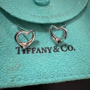 Tiffany & Co. Elsa Peretti Open Heart Silver Earrings